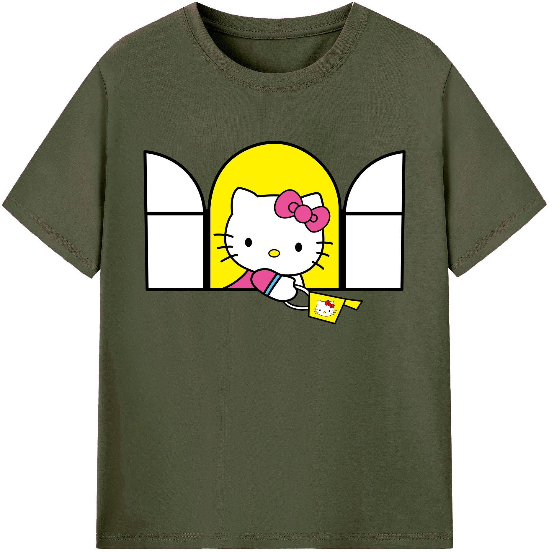 （画像用） Hello Kitty ハローキティ 綿100％ メンズ半袖Tシャツ｜肌触りやわらか＆通気性